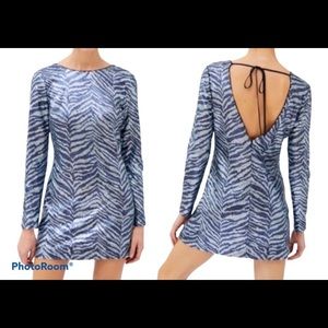 URBAN OUTFITTERS Zebra Sequin Mini Dress Navy Blue S/P